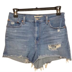 Levi's Women's High Rise Shorts Sz 31 Denim Distressed Light Wash Summer Cut Off